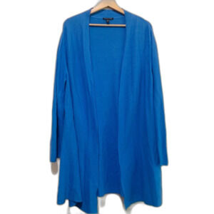 Eileen Fisher Medium Cornflower Blue Organic cotton nylon silk open cardigan med